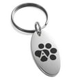 thumbnail image 1 of Stainless Steel Letter A Initial Cat Dog Paws Monogram Engraved Small Oval Charm Keychain Keyring, 1 of 1