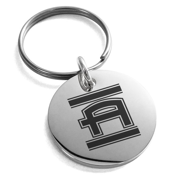 Stainless Steel Letter A Initial Empire Monogram Engraved Small Medallion Circle Charm Keychain Keyring