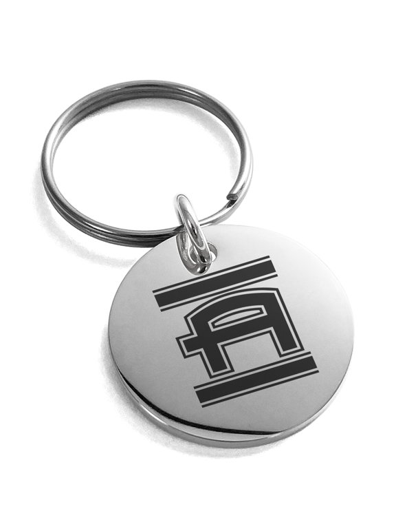 Stainless Steel Letter A Initial Empire Monogram Engraved Small Medallion Circle Charm Keychain Keyring