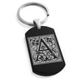 thumbnail image 1 of Stainless Steel Letter A Initial Floral Box Monogram Engraved Engraved Dog Tag Keychain Keyring, 1 of 1