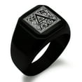 thumbnail image 1 of Stainless Steel Letter A Initial Floral Box Monogram Engraved Engraved Square Flat Top Biker Style Polished Signet Ring, 1 of 1
