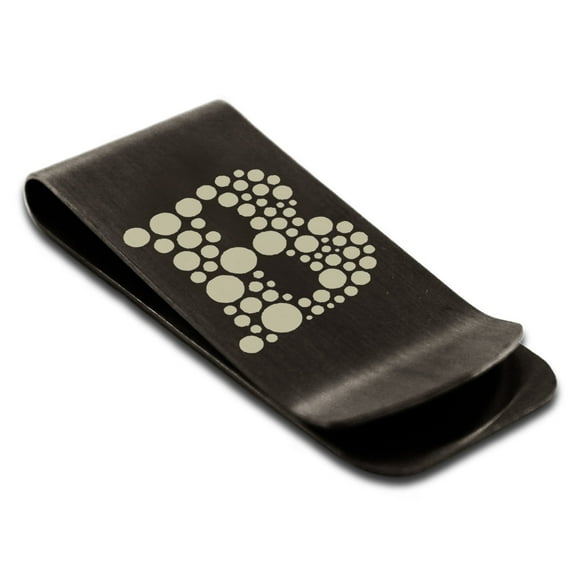Tioneer Stainless Steel Letter B Initial Dotted Monogram Engraved Engraved Money Clip Credit Card Holder