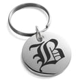 thumbnail image 1 of Stainless Steel Letter B Initial Old English Monogram Engraved Small Medallion Circle Charm Keychain Keyring, 1 of 1