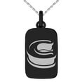 thumbnail image 1 of Stainless Steel Letter C Initial 3D Monogram Engraved Small Rectangle Dog Tag Charm Pendant Necklace, 1 of 1