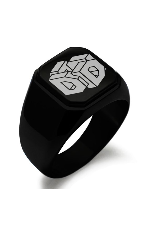 Stainless Steel Letter D Initial 3D Cube Box Monogram Engraved Engraved Square Flat Top Biker Style Polished Signet Ring