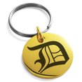 thumbnail image 1 of Stainless Steel Letter D Initial Old English Monogram Engraved Small Medallion Circle Charm Keychain Keyring, 1 of 1