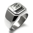 thumbnail image 1 of Tioneer Stainless Steel Letter E Initial 3D Monogram Engraved Engraved Square Flat Top Biker Style Polished Signet Ring, 1 of 1