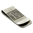 thumbnail image 1 of Tioneer Stainless Steel Letter E Initial Floral Box Monogram Engraved Engraved Money Clip Credit Card Holder, 1 of 2