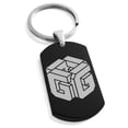 thumbnail image 1 of Stainless Steel Letter G Initial 3D Cube Box Monogram Engraved Engraved Dog Tag Keychain Keyring, 1 of 1