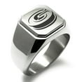 thumbnail image 1 of Stainless Steel Letter G Initial 3D Monogram Engraved Engraved Square Flat Top Biker Style Polished Signet Ring, 1 of 1