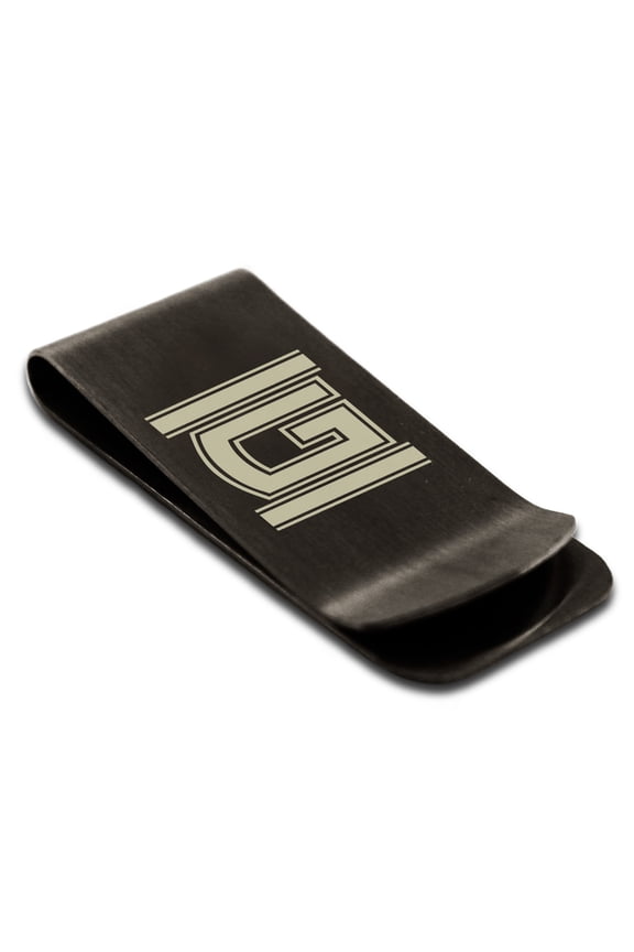 Stainless Steel Letter G Initial Empire Monogram Engraved Engraved Money Clip Credit Card Holder