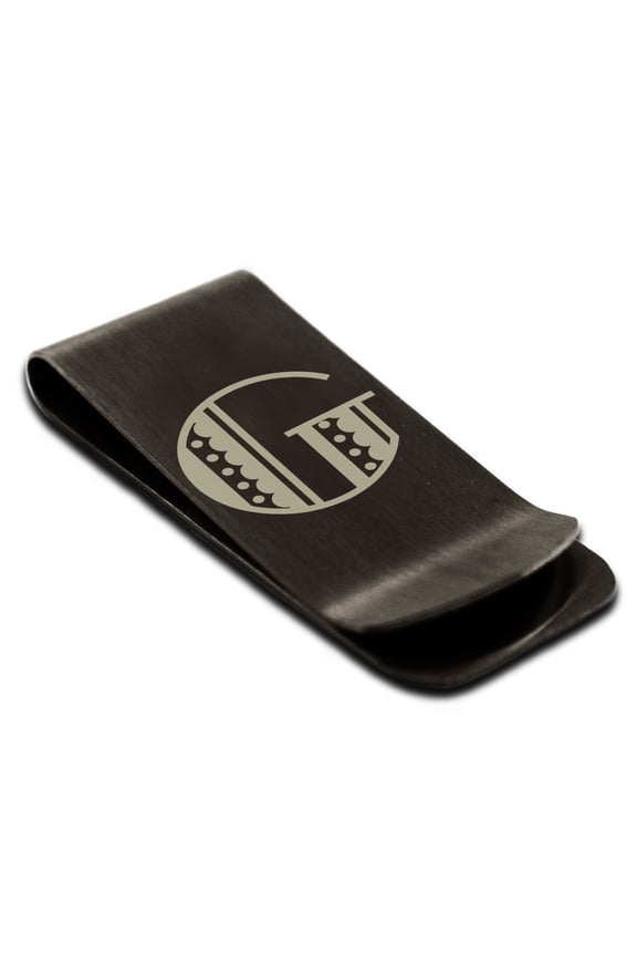 Stainless Steel Letter G Initial Metro Retro Monogram Engraved Engraved Money Clip Credit Card Holder
