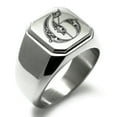 thumbnail image 1 of Stainless Steel Letter G Initial Royal Monogram Engraved Engraved Square Flat Top Biker Style Polished Signet Ring, 1 of 1