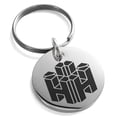 thumbnail image 1 of Stainless Steel Letter H Initial 3D Cube Box Monogram Engraved Small Medallion Circle Charm Keychain Keyring, 1 of 1