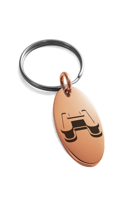 Stainless Steel Letter H Initial 3D Monogram Engraved Small Oval Charm Keychain Keyring