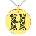 thumbnail image 1 of Stainless Steel Letter H Initial Dotted Monogram Engraved Small Medallion Circle Charm Pendant Necklace, 1 of 1