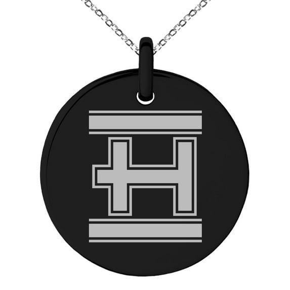 Stainless Steel Letter H Initial Empire Monogram Engraved Small Medallion Circle Charm Pendant Necklace