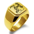 thumbnail image 1 of Stainless Steel Letter H Initial Royal Monogram Engraved Engraved Square Flat Top Biker Style Polished Signet Ring, 1 of 1