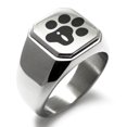 thumbnail image 1 of Tioneer Stainless Steel Letter I Initial Cat Dog Paws Monogram Engraved Square Flat Top Biker Style Polished Signet Ring, 1 of 1