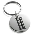 thumbnail image 1 of Stainless Steel Letter I Initial Metro Retro Monogram Engraved Small Medallion Circle Charm Keychain Keyring, 1 of 1