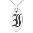 thumbnail image 1 of Tioneer Stainless Steel Letter I Initial Old English Monogram Engraved Small Oval Charm Pendant Necklace, 1 of 1