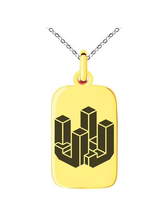 Stainless Steel Letter J Initial 3D Cube Box Monogram Engraved Small Rectangle Dog Tag Charm Pendant Necklace