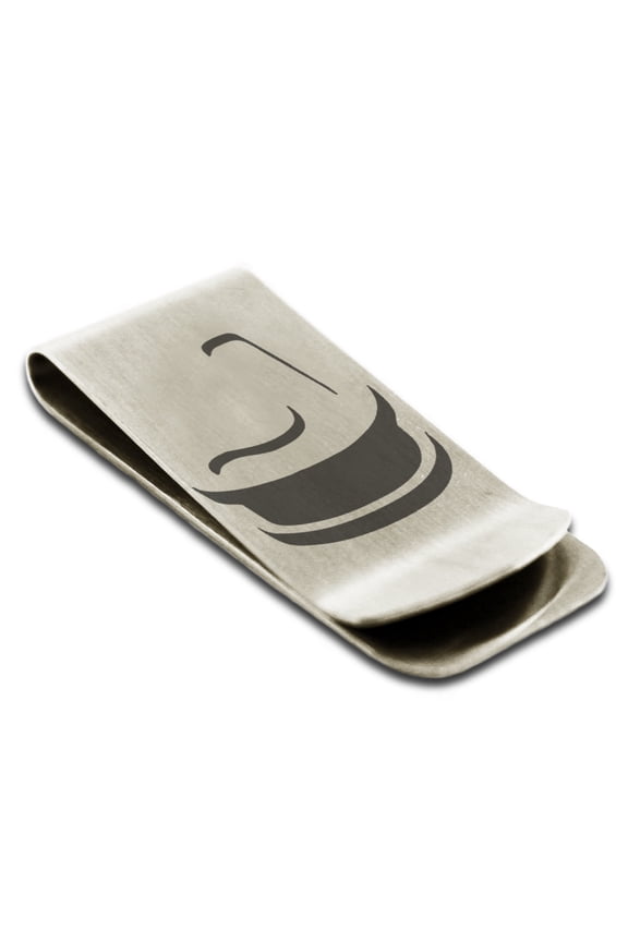Stainless Steel Letter J Initial 3D Monogram Engraved Engraved Money Clip Credit Card Holder
