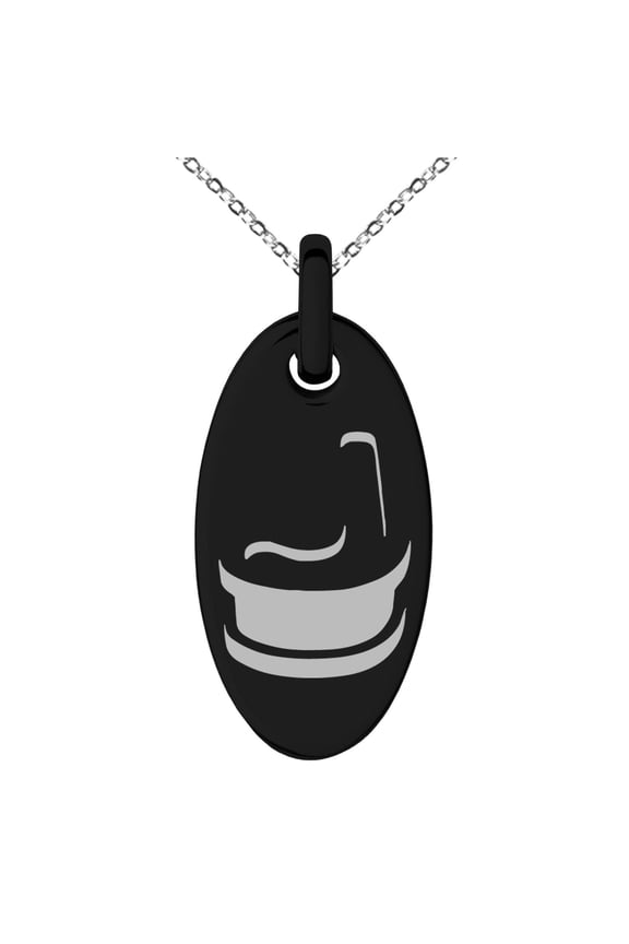 Stainless Steel Letter J Initial 3D Monogram Engraved Small Oval Charm Pendant Necklace