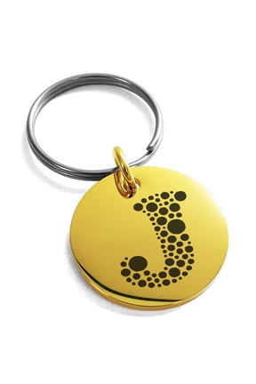 Stainless Steel Letter J Initial Dotted Monogram Engraved Small Medallion Circle Charm Keychain Keyring