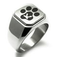 thumbnail image 1 of Stainless Steel Letter K Initial Cat Dog Paws Monogram Engraved Engraved Square Flat Top Biker Style Polished Signet Ring, 1 of 1