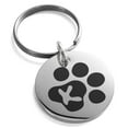 thumbnail image 1 of Stainless Steel Letter K Initial Cat Dog Paws Monogram Engraved Small Medallion Circle Charm Keychain Keyring, 1 of 1