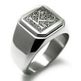 thumbnail image 1 of Tioneer Stainless Steel Letter K Initial Floral Box Monogram Engraved Square Flat Top Biker Style Polished Signet Ring, 1 of 2