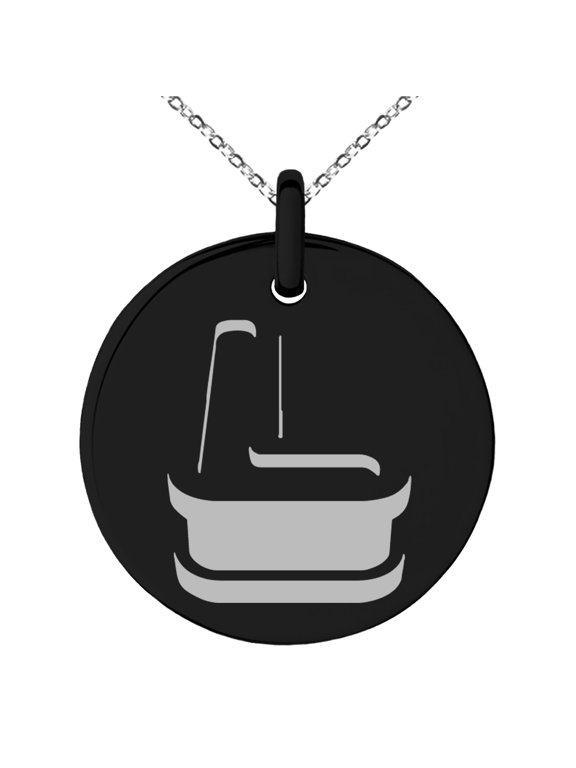 Stainless Steel Letter L Initial 3D Monogram Engraved Small Medallion Circle Charm Pendant Necklace