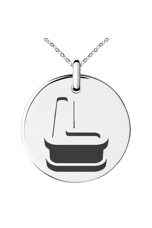 Stainless Steel Letter L Initial 3D Monogram Engraved Small Medallion Circle Charm Pendant Necklace