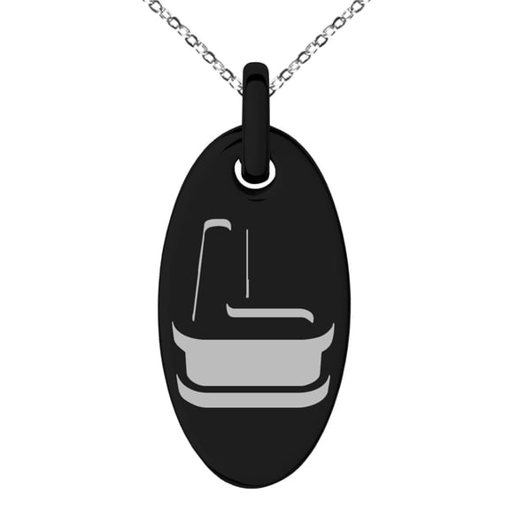 Stainless Steel Letter L Initial 3D Monogram Engraved Small Oval Charm Pendant Necklace