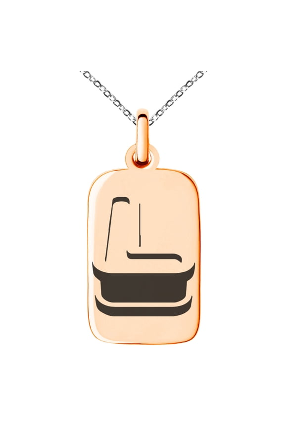Stainless Steel Letter L Initial 3D Monogram Engraved Small Rectangle Dog Tag Charm Pendant Necklace