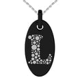 thumbnail image 1 of Stainless Steel Letter L Initial Dotted Monogram Engraved Small Oval Charm Pendant Necklace, 1 of 1