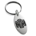 thumbnail image 1 of Stainless Steel Letter M Initial 3D Cube Box Monogram Engraved Small Oval Charm Keychain Keyring, 1 of 1