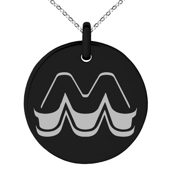 Stainless Steel Letter M Initial 3D Monogram Engraved Small Medallion Circle Charm Pendant Necklace