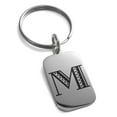 thumbnail image 1 of Stainless Steel Letter M Initial Metro Retro Monogram Engraved Small Rectangle Dog Tag Charm Keychain Keyring, 1 of 1