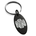 thumbnail image 1 of Stainless Steel Letter N Initial 3D Cube Box Monogram Engraved Small Oval Charm Keychain Keyring, 1 of 1