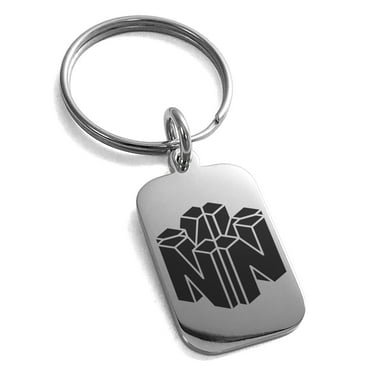 Stainless Steel Letter N Initial 3D Cube Box Monogram Engraved Small Rectangle Dog Tag Charm Keychain Keyring