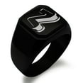 thumbnail image 1 of Tioneer Stainless Steel Letter N Initial 3D Monogram Engraved Engraved Square Flat Top Biker Style Polished Signet Ring, 1 of 1