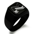 thumbnail image 1 of Tioneer Stainless Steel Letter N Initial 3D Monogram Engraved Square Flat Top Biker Style Polished Signet Ring, 1 of 1