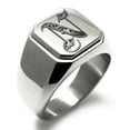 thumbnail image 1 of Stainless Steel Letter N Initial Royal Monogram Engraved Engraved Square Flat Top Biker Style Polished Signet Ring, 1 of 1