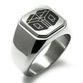 thumbnail image 1 of Stainless Steel Letter O Initial 3D Cube Box Monogram Engraved Engraved Square Flat Top Biker Style Polished Signet Ring, 1 of 1