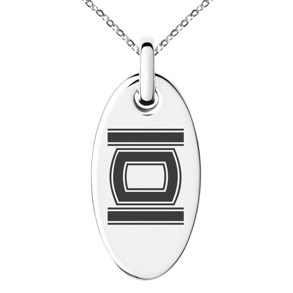 Stainless Steel Letter O Initial Empire Monogram Engraved Small Oval Charm Pendant Necklace