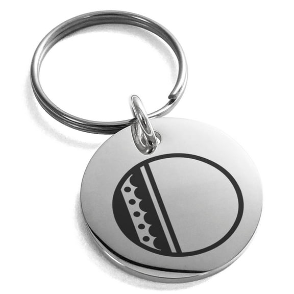 Tioneer Stainless Steel Letter O Initial Metro Retro Monogram Engraved Small Medallion Circle Charm Keychain Keyring