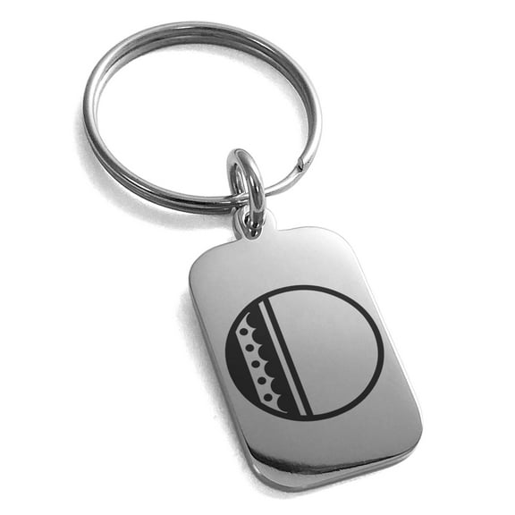 Stainless Steel Letter O Initial Metro Retro Monogram Engraved Small Rectangle Dog Tag Charm Keychain Keyring