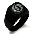 thumbnail image 1 of Tioneer Stainless Steel Letter O Initial Royal Monogram Engraved Engraved Square Flat Top Biker Style Polished Signet Ring, 1 of 1